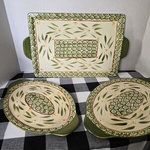 Tara "Old World" Pattern‎ Temp-Tations 3 Serving Platters Oven & Microwave Safe